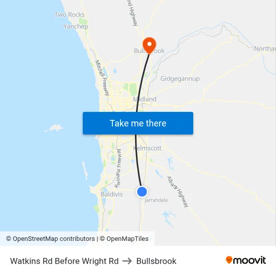 Watkins Rd Before Wright Rd to Bullsbrook map