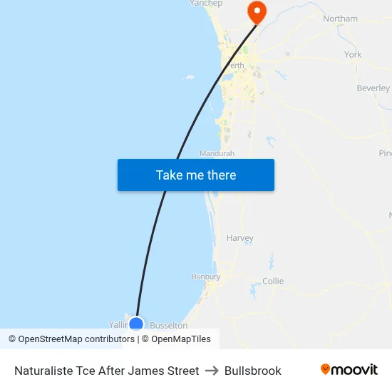 Naturaliste Tce After James Street to Bullsbrook map