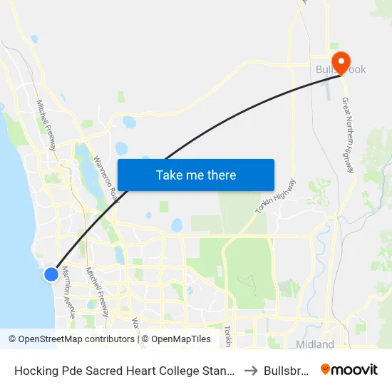 Hocking Pde Sacred Heart College Stand 1 & 2 to Bullsbrook map