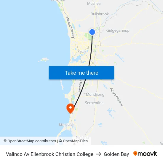 Valinco Av Ellenbrook Christian College to Golden Bay map