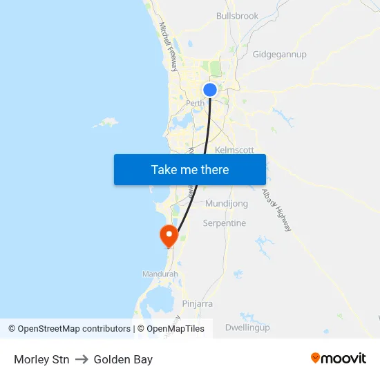 Morley Stn to Golden Bay map
