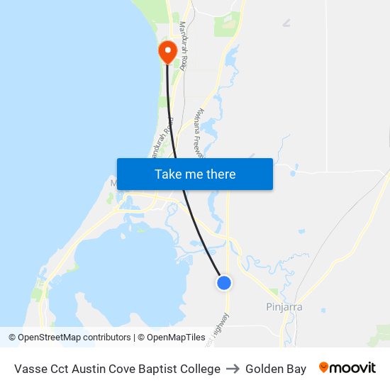 Vasse Cct Austin Cove Baptist College to Golden Bay map
