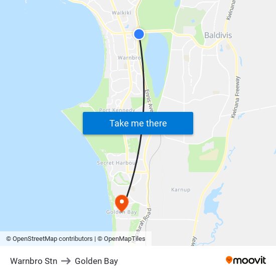 Warnbro Stn to Golden Bay map