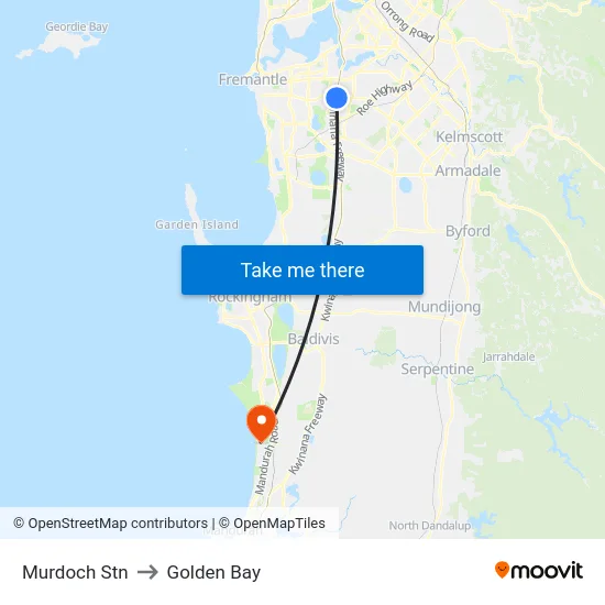 Murdoch Stn to Golden Bay map
