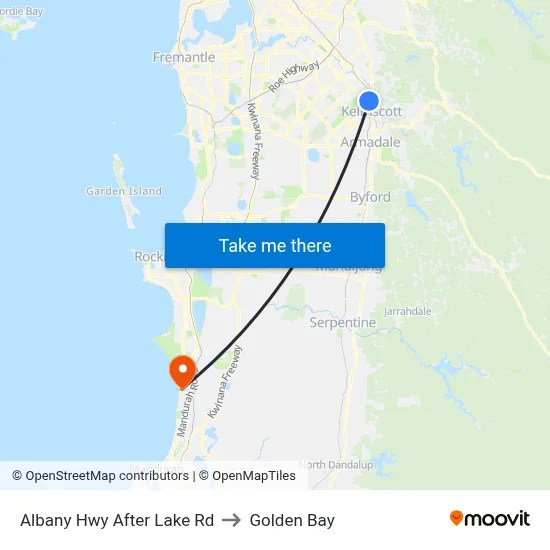 Albany Hwy After Lake Rd to Golden Bay map