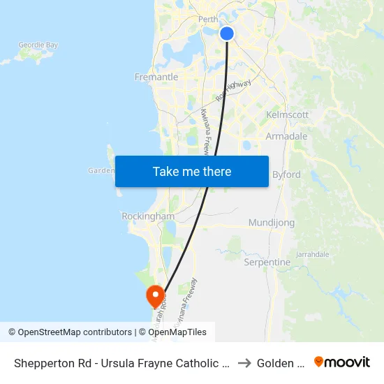 Shepperton Rd - Ursula Frayne Catholic Coll Sen to Golden Bay map