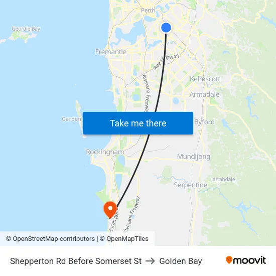 Shepperton Rd Before Somerset St to Golden Bay map