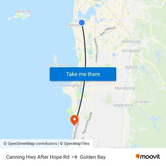 Canning Hwy After Hope Rd to Golden Bay map