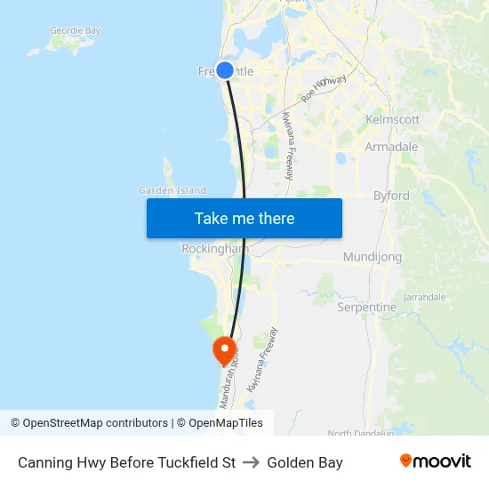 Canning Hwy Before Tuckfield St to Golden Bay map