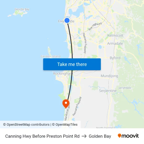 Canning Hwy Before Preston Point Rd to Golden Bay map