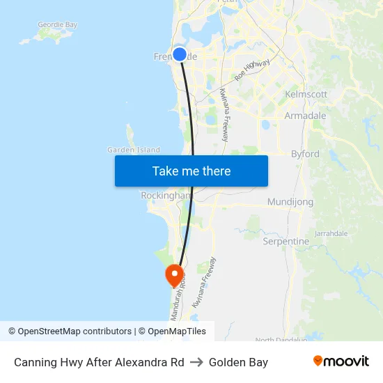 Canning Hwy After Alexandra Rd to Golden Bay map
