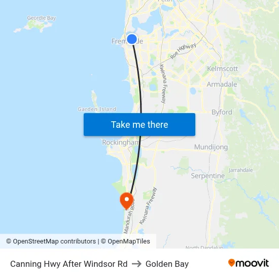 Canning Hwy After Windsor Rd to Golden Bay map