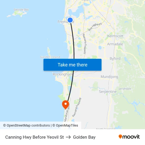 Canning Hwy Before Yeovil St to Golden Bay map