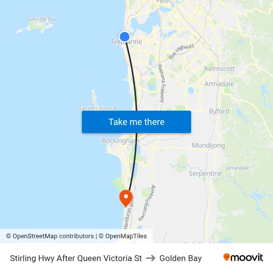 Stirling Hwy After Queen Victoria St to Golden Bay map