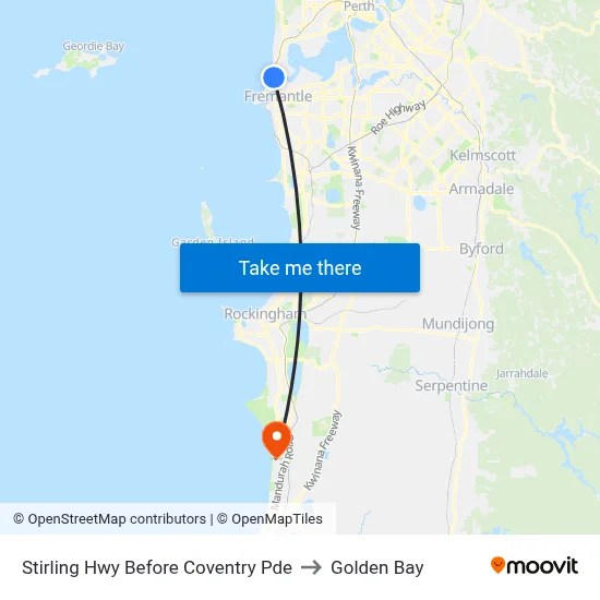 Stirling Hwy Before Coventry Pde to Golden Bay map
