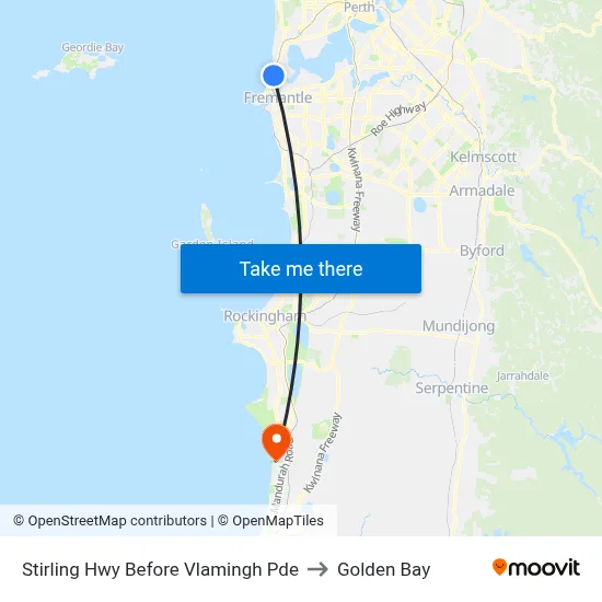 Stirling Hwy Before Vlamingh Pde to Golden Bay map