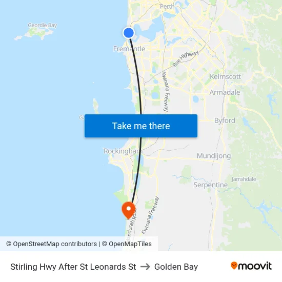 Stirling Hwy After St Leonards St to Golden Bay map