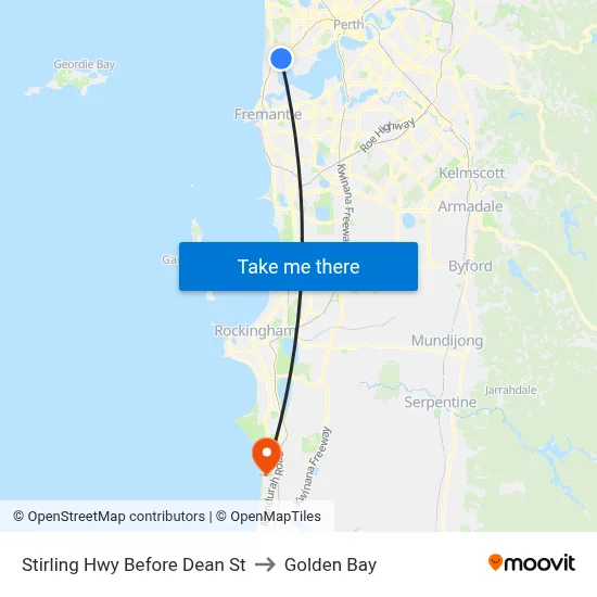 Stirling Hwy Before Dean St to Golden Bay map