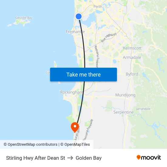 Stirling Hwy After Dean St to Golden Bay map