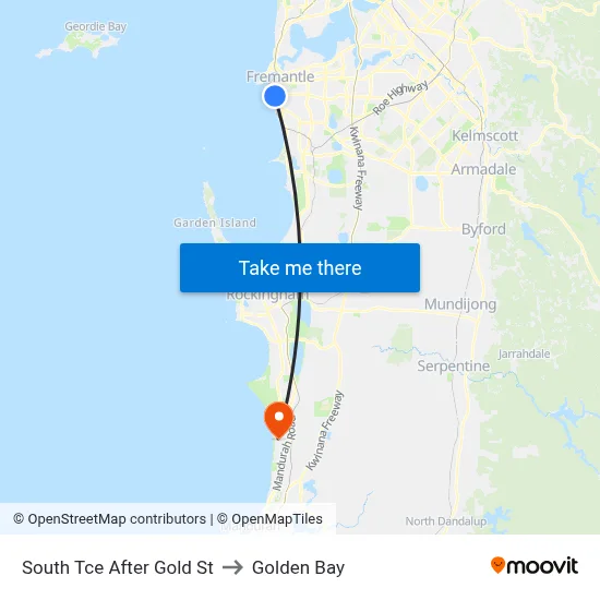 South Tce After Gold St to Golden Bay map