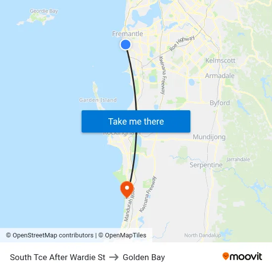 South Tce After Wardie St to Golden Bay map