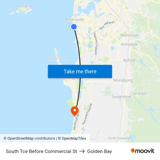 South Tce Before Commercial St to Golden Bay map