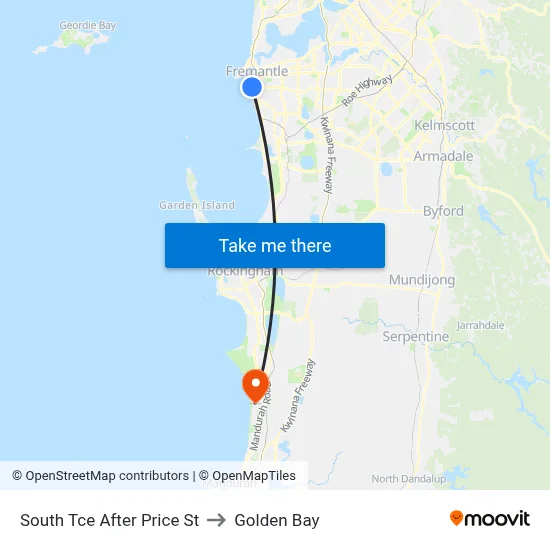 South Tce After Price St to Golden Bay map