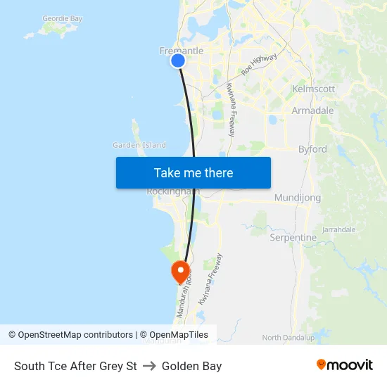 South Tce After Grey St to Golden Bay map