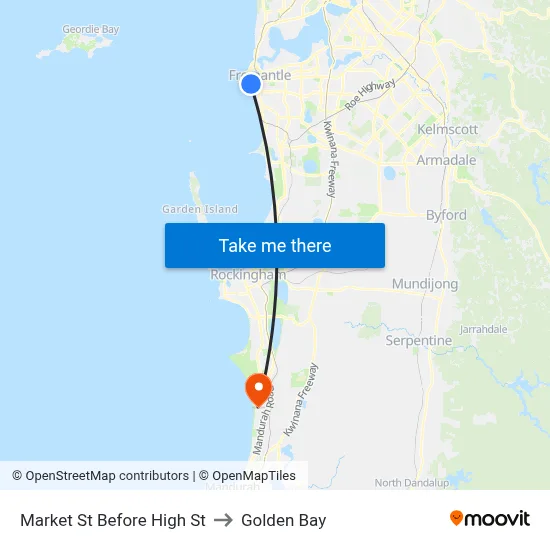 Market St Before High St to Golden Bay map