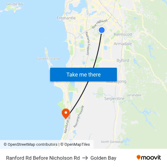 Ranford Rd Before Nicholson Rd to Golden Bay map