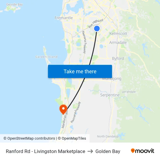 Ranford Rd - Livingston Marketplace to Golden Bay map