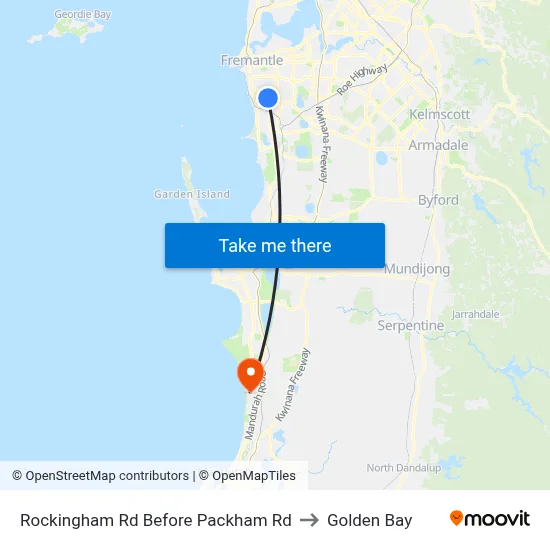Rockingham Rd Before Packham Rd to Golden Bay map