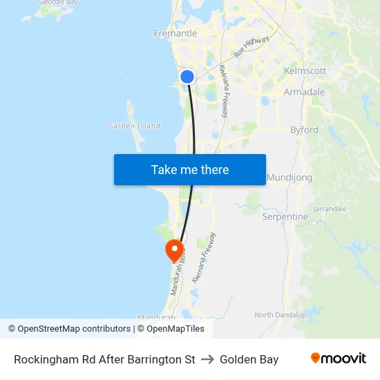 Rockingham Rd After Barrington St to Golden Bay map