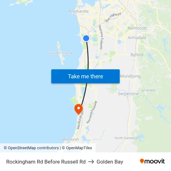 Rockingham Rd Before Russell Rd to Golden Bay map