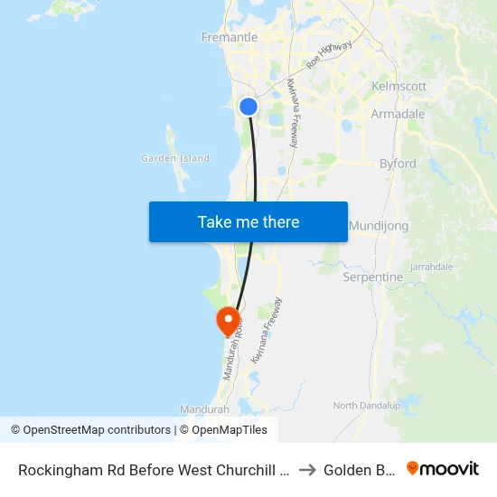 Rockingham Rd Before West Churchill Av to Golden Bay map