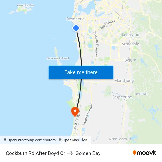 Cockburn Rd After Boyd Cr to Golden Bay map