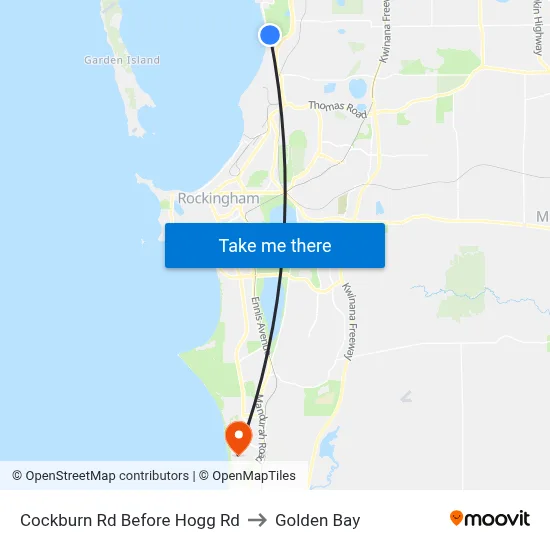 Cockburn Rd Before Hogg Rd to Golden Bay map