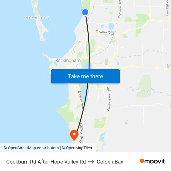 Cockburn Rd After Hope Valley Rd to Golden Bay map
