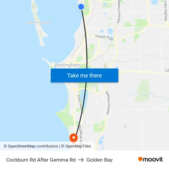 Cockburn Rd After Gemma Rd to Golden Bay map