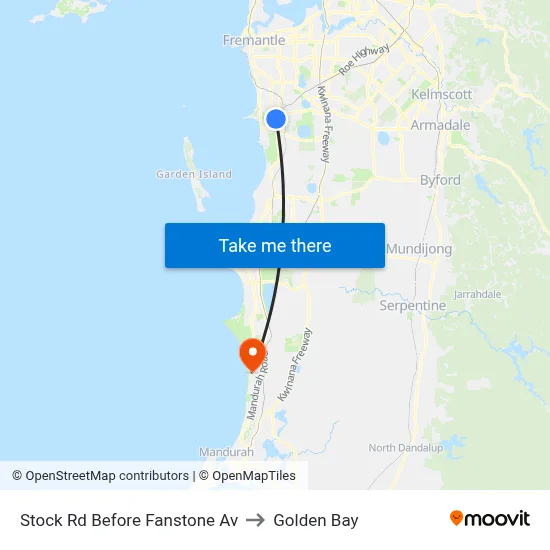 Stock Rd Before Fanstone Av to Golden Bay map