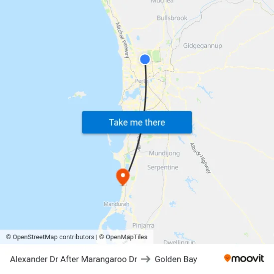 Alexander Dr After Marangaroo Dr to Golden Bay map