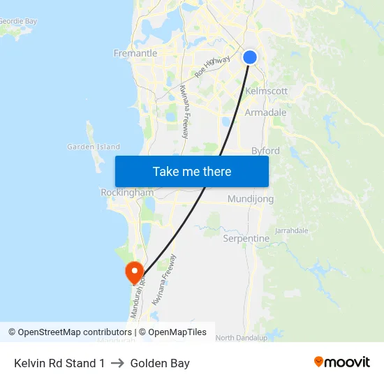 Kelvin Rd Stand 1 to Golden Bay map