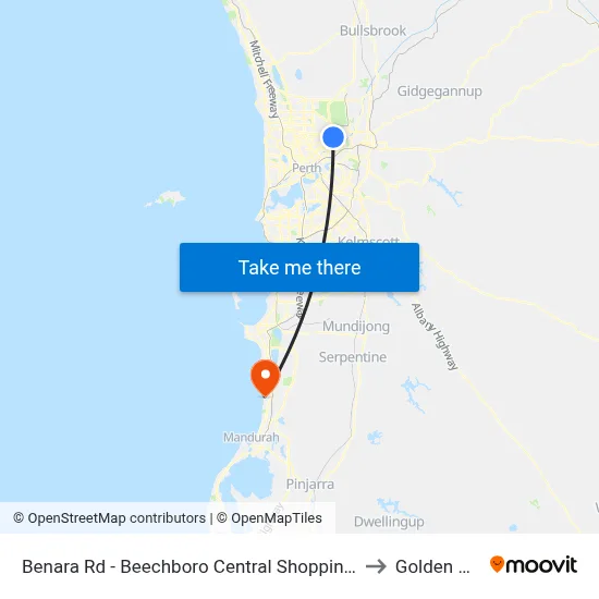 Benara Rd - Beechboro Central Shopping Ctr to Golden Bay map