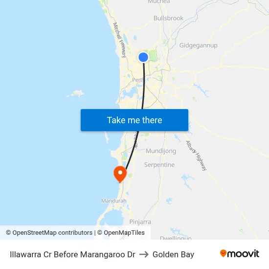Illawarra Cr Before Marangaroo Dr to Golden Bay map