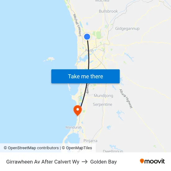 Girrawheen Av After Calvert Wy to Golden Bay map