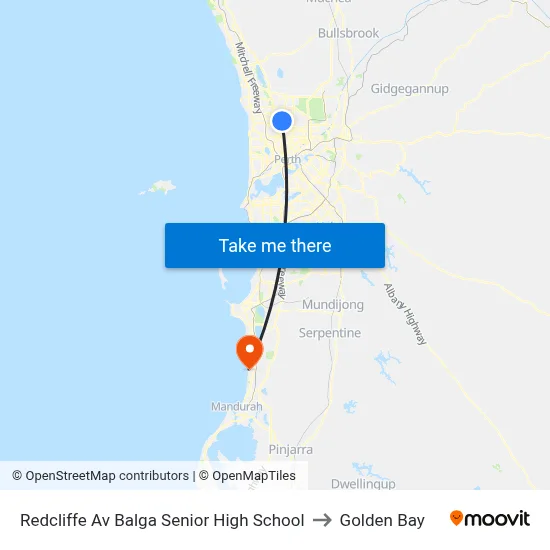 Redcliffe Av Balga Senior High School to Golden Bay map