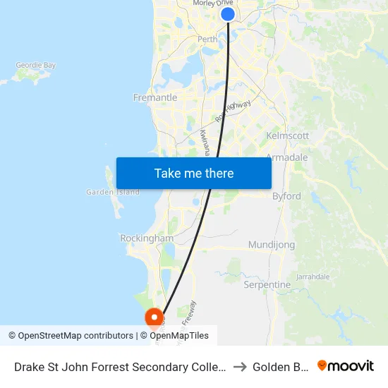 Drake St John Forrest Secondary College to Golden Bay map