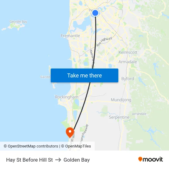 Hay St Before Hill St to Golden Bay map