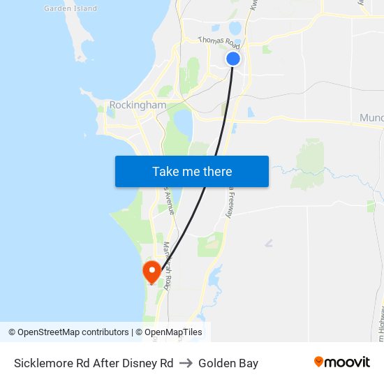 Sicklemore Rd After Disney Rd to Golden Bay map