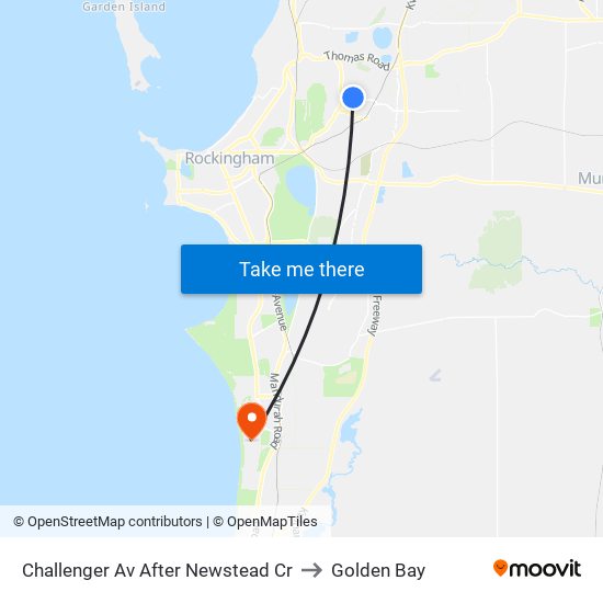 Challenger Av After Newstead Cr to Golden Bay map